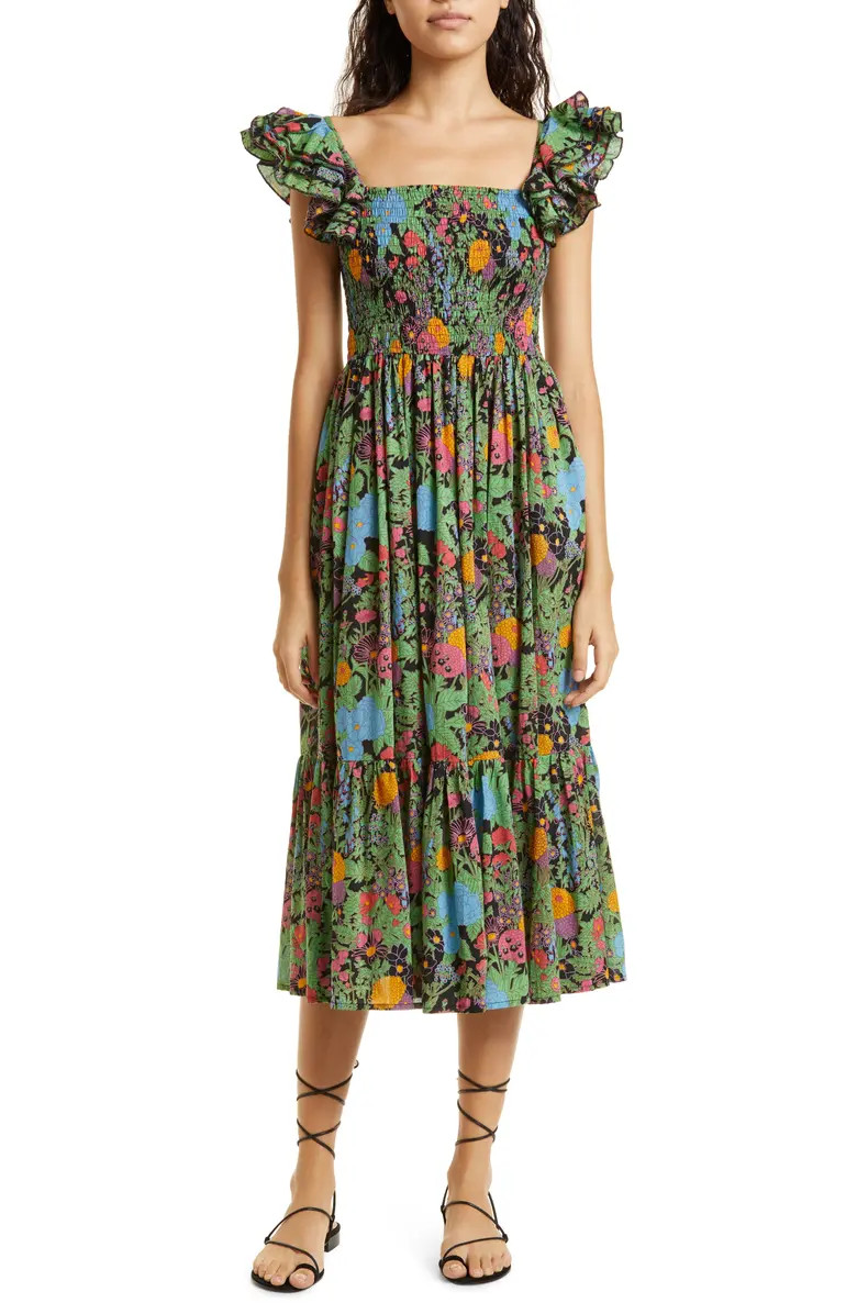 MILLE Olympia Smocked Midi Dress | Nordstrom | Nordstrom