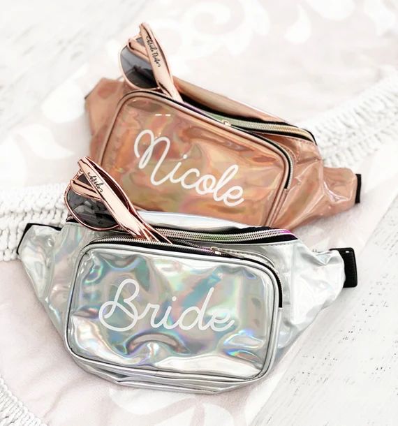 Fanny Pack Bachelorette Bridesmaid Fanny Pack Personalized Silver Rose Gold Fanny Pack Beach Brid... | Etsy (US)