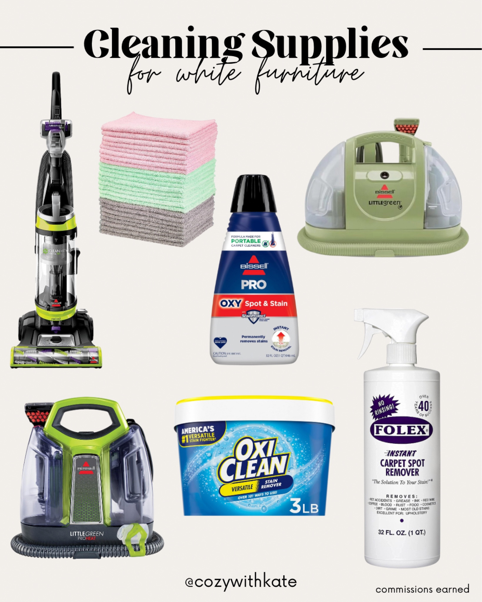 Cleaning supplies for deep cleaning white furniture! 

Folex | Amazon | bissell | vacuum | oxy clean | microfiber towels | green machine | cleaning | 

#LTKfindsunder100 #LTKsalealert #LTKhome