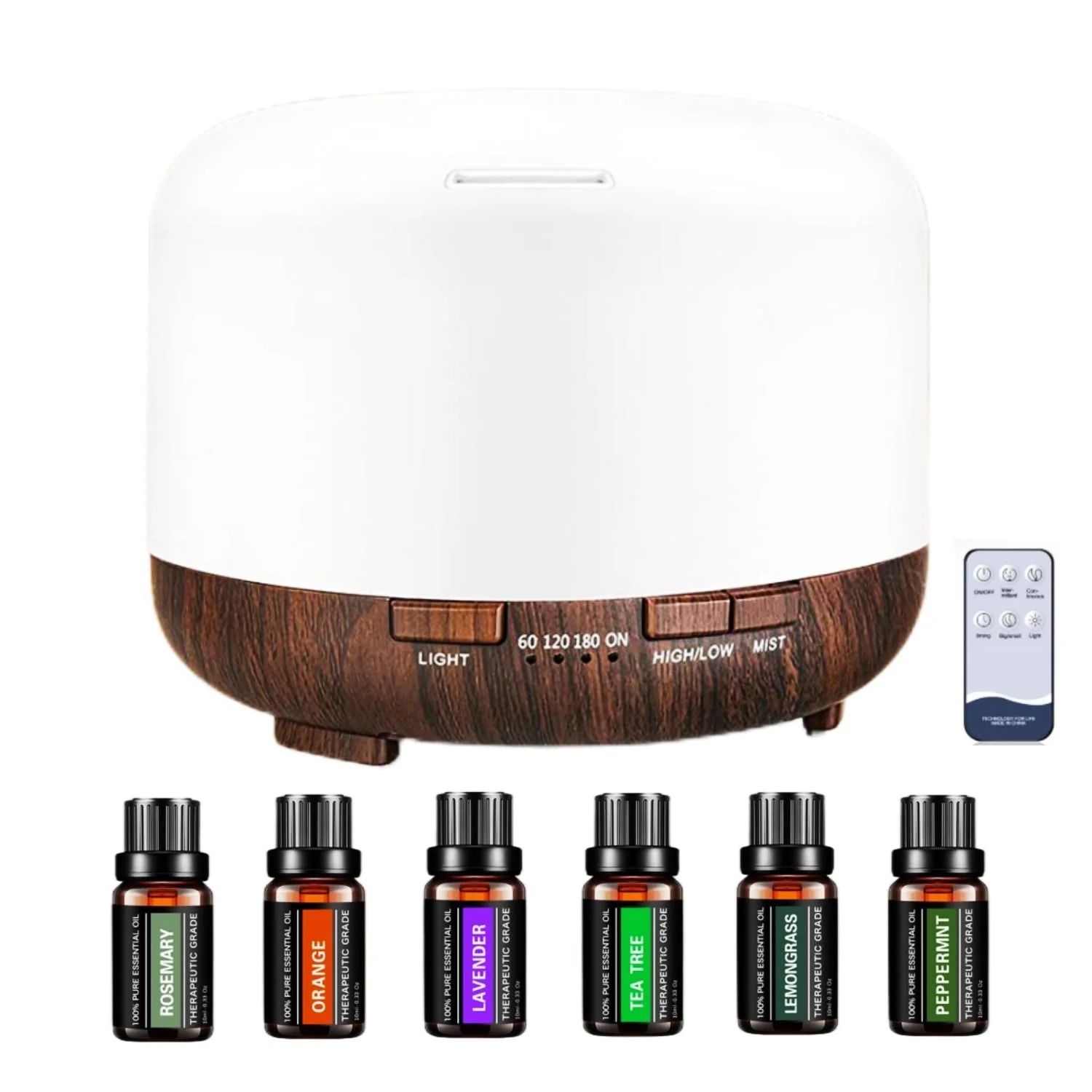 Fimilo Diffusers for Essential Oils,500ml Electric Diffusers with 6x10mL Oils,Cool Mist Humidifie... | Walmart (US)