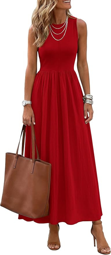 PRETTYGARDEN Maxi Dresses for Women 2026 Summer Casual Sleeveless Patchwork Flowy Vacation Sundre... | Amazon (US)