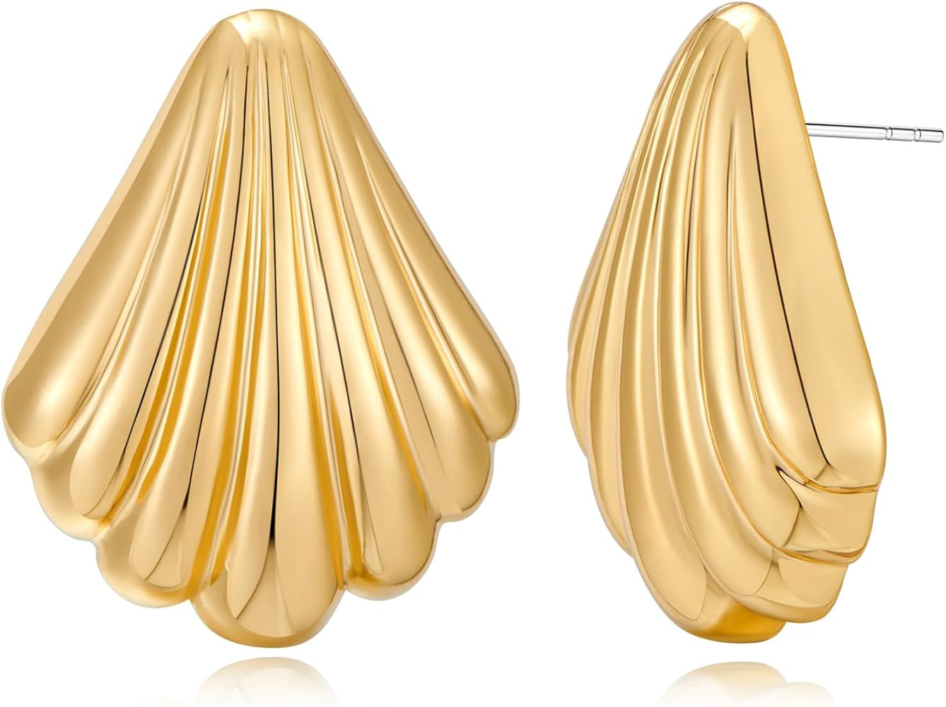 MUYAN Chunky Gold Textured Earrings for Women Trendy Minimalist Large Chunky Studs Fashion Jewelr... | Amazon (US)