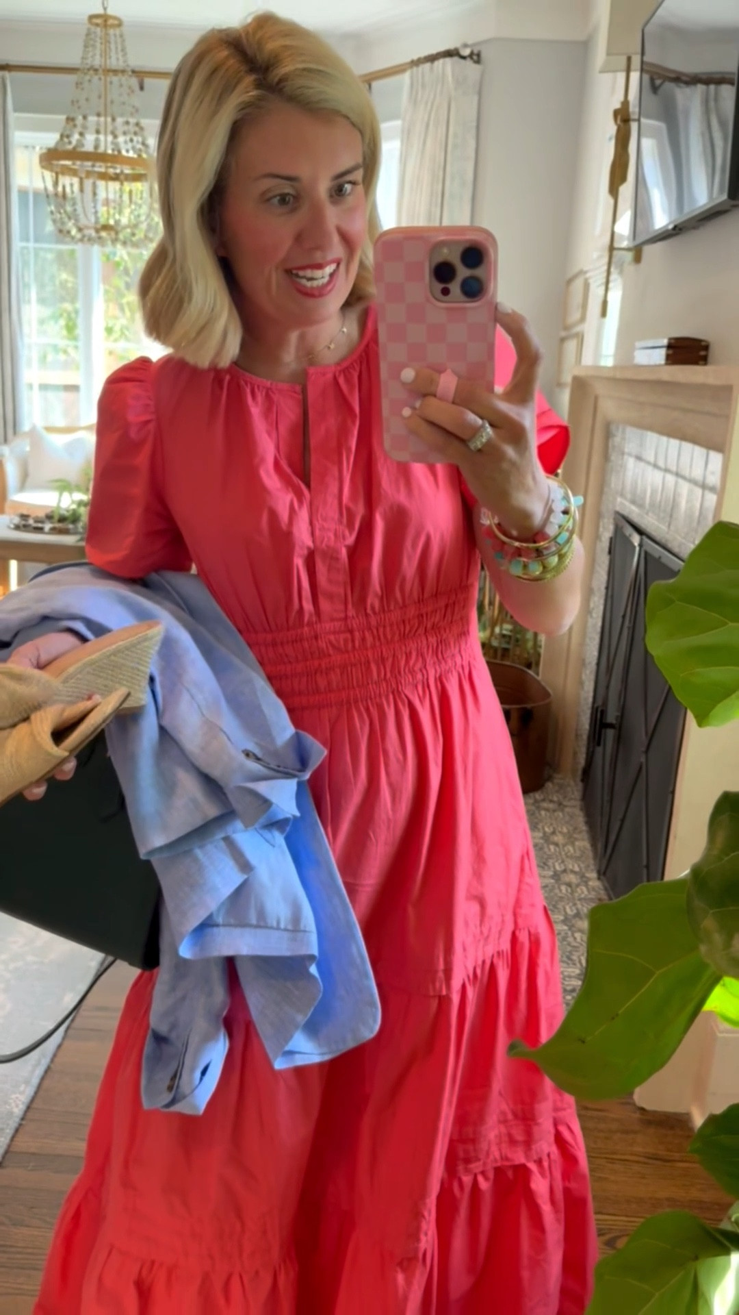 OOTD…the coral maxi dress from Quince & trying decide which shoe! Taking a blazer for a layer and off I go! 
Dress - xs
Sandals - 8 tts ￼  
*Use Loopy code mixandmatchmadness 
*Use Allie + Bess code Catherine20

#LTKdayinmylife #LTKootd #LTKmomlife