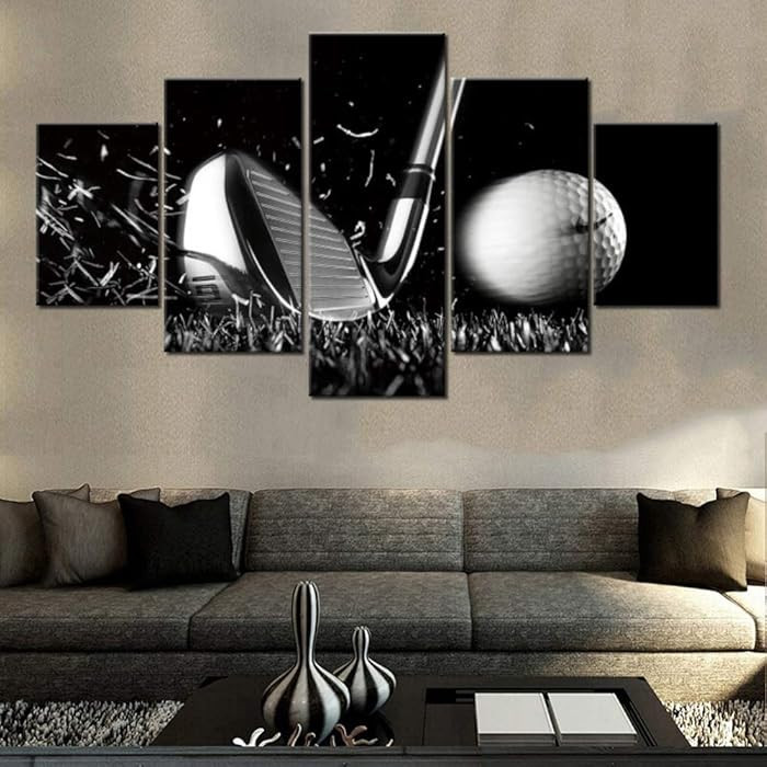 Golf Pctures Wall Decor Black and White Paintings Golf Course Wall Art for Living Room Golfing Sp... | Amazon (US)