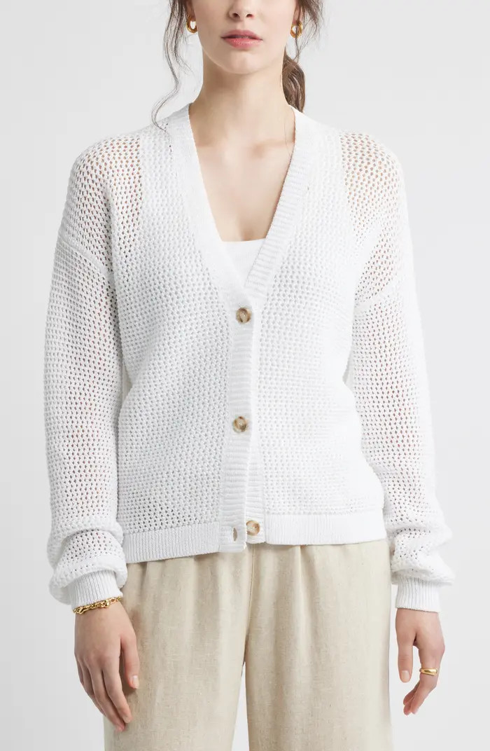 Caslon® Open Stitch Cotton Cardigan | Nordstrom | Nordstrom