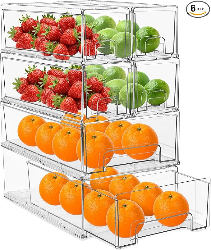 Sorbus Fridge Drawers - Clear Stackable Pull Out Refrigerator Organizer Bins - Food Storage Conta... | Amazon (US)