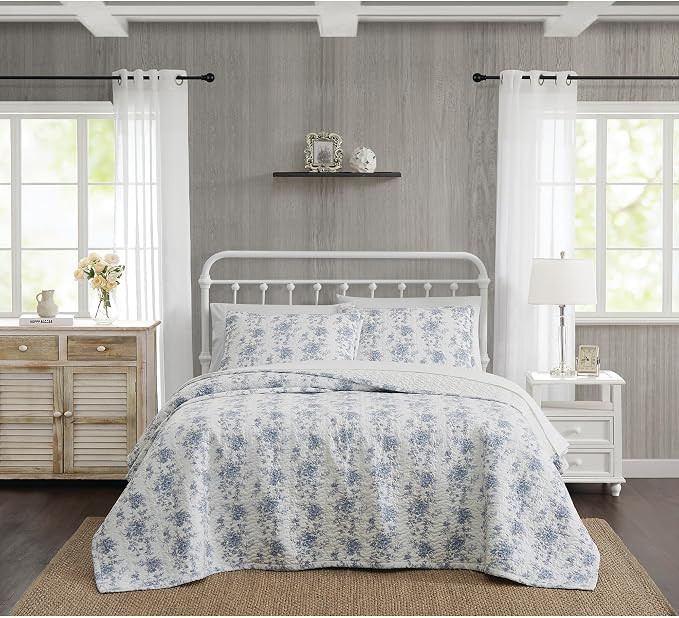 The Farmhouse British Rose Quilt Set Cotton 3-Piece Full/Queen Quilt Set, Floral Themed, for Men ... | Amazon (US)