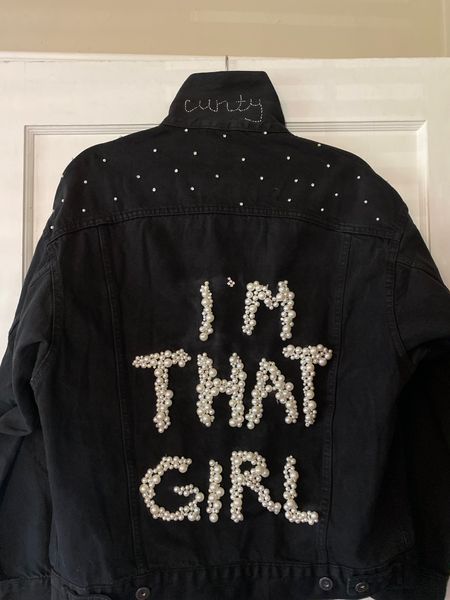 Customized denim jacket for Beyoncé Renaissance jacket with diamonds and pearls boyfriend denim jacket glam festival idea

#LTKfindsunder50