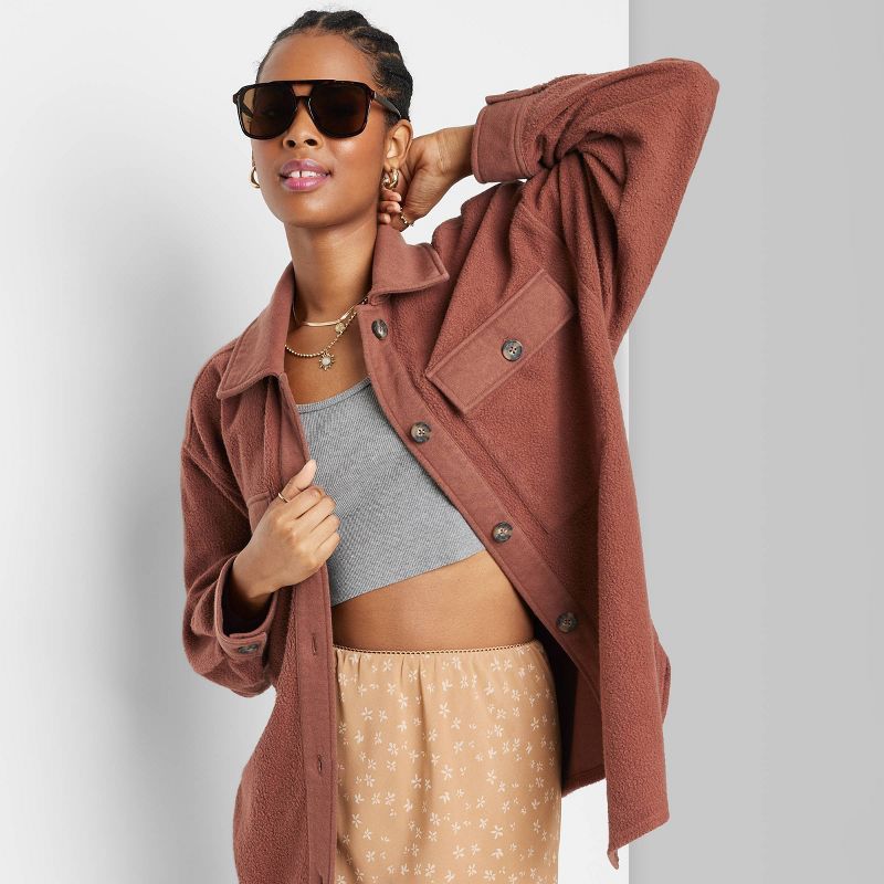 Women's Brushed Fleece Oversized Shacket - Wild Fable™ | Target