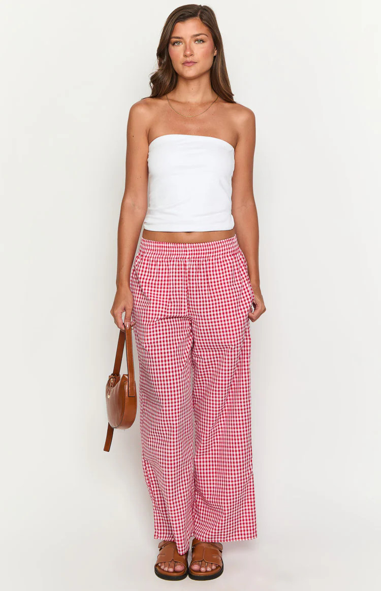 Mahalia Red Gingham Pants | Beginning Boutique | Beginning Boutique (US)
