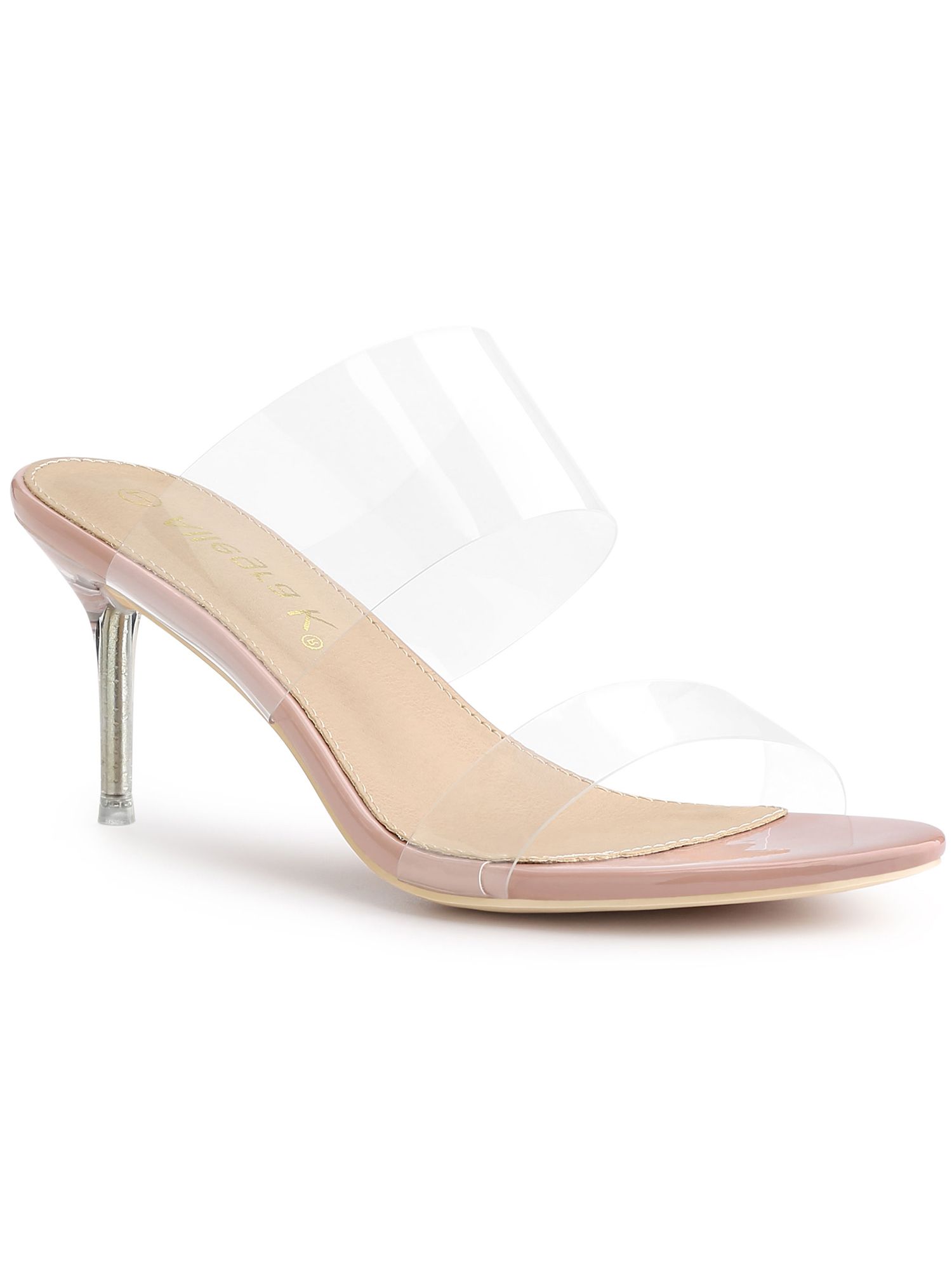 Allegra K Women's Clear Slide Stiletto Heel Clear Sandals - Walmart.com | Walmart (US)