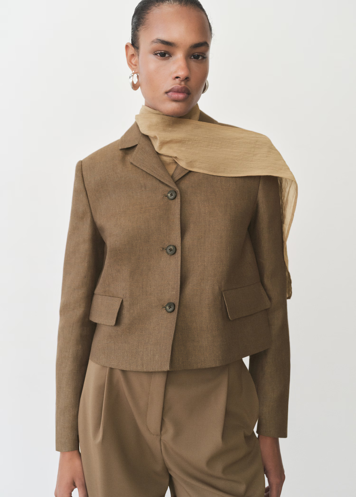 Linen-blend cropped jacket - Women | MANGO USA | Mango (US/MX/AU)
