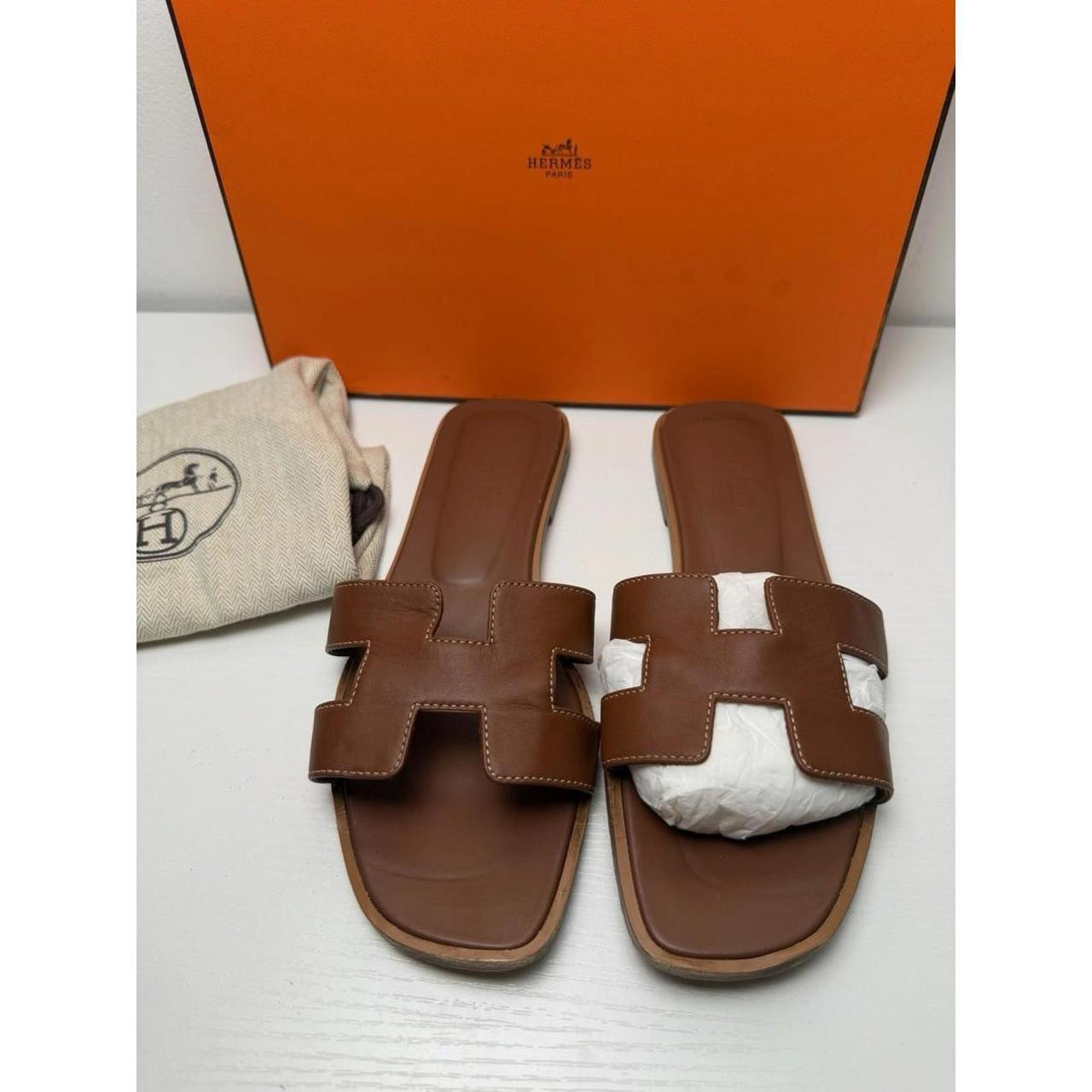 Hermes Women's Sandals - Gold - US 8 | Depop US