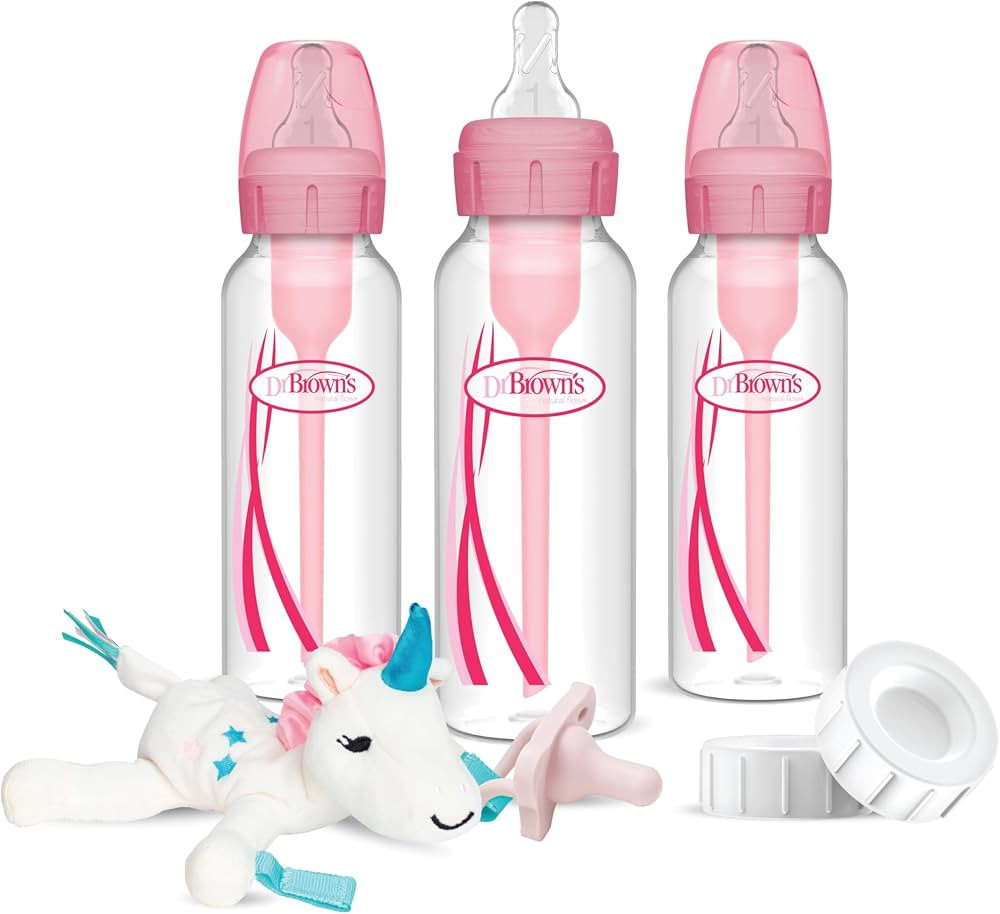 Dr. Brown's Natural Flow Anti-Colic Options+Narrow 8oz/250mL Baby Bottle + Lovey Gift Set with Le... | Amazon (US)