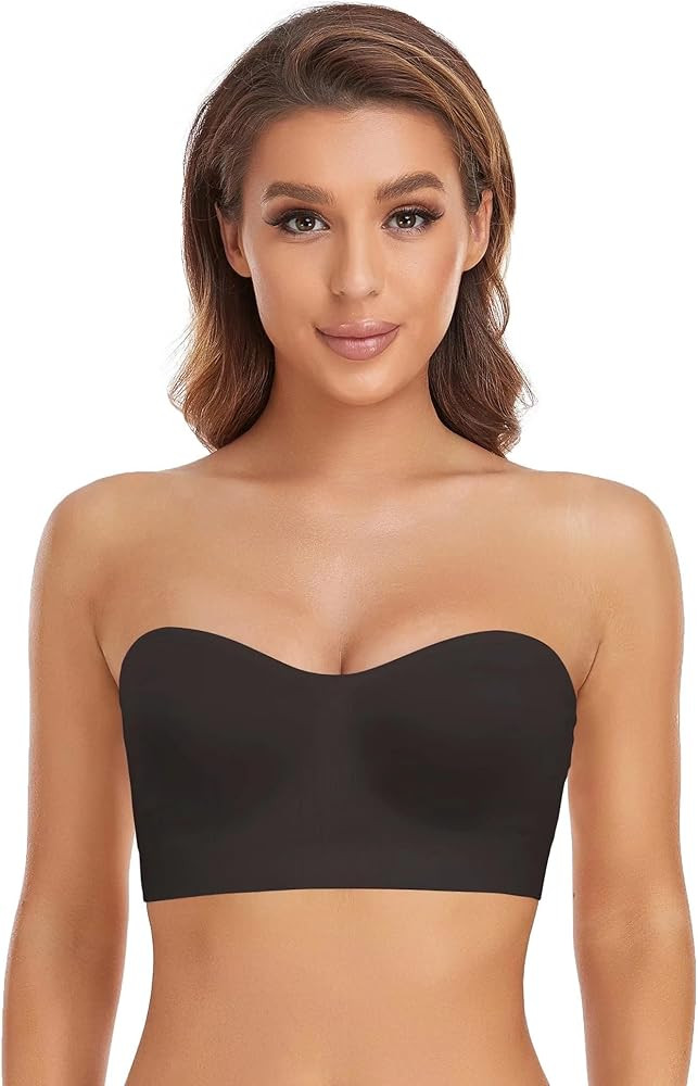 Strapless Bra for Women Non-Slip Silicone Padded Bandeau Bra Wireless Tube Top Bra | Amazon (US)