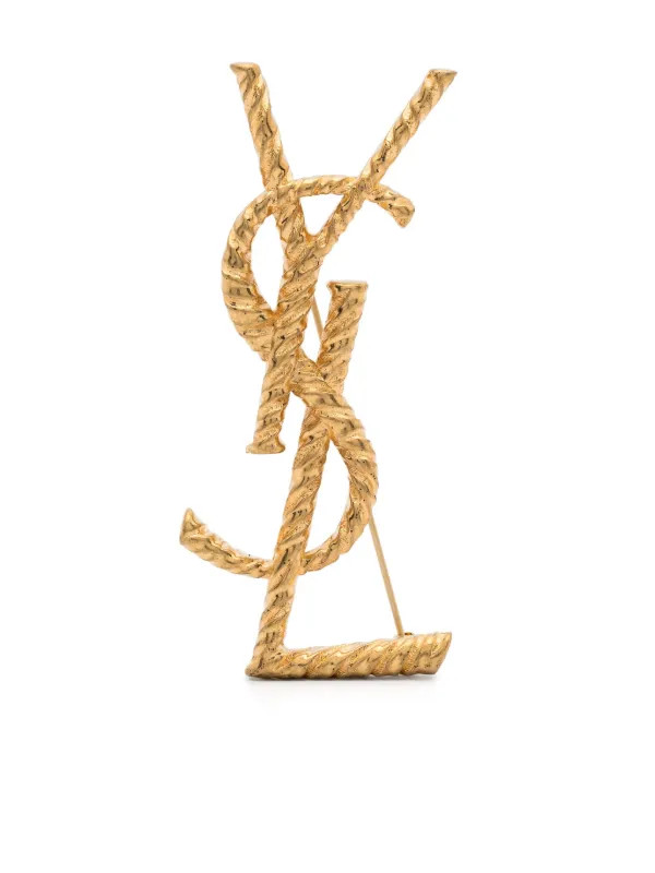 Saint Laurent Cassandre YSL Brooch | Gold | FARFETCH BR | Farfetch (BR)