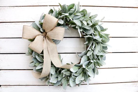 Lamb's Ear Wreath, Farmhouse Wreath, Year Round Wreath, Front Door Wreath, Wedding Wreath, Spring... | Etsy (US)