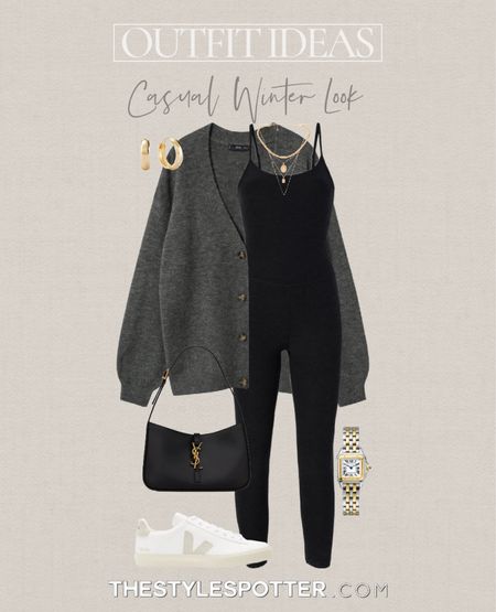 Winter Outfit Ideas ❄️ Casual Winter Look
A winter outfit isn’t complete without a cozy coat and neutral hues. These casual looks are both stylish and practical for an easy and casual winter outfit. The look is built of closet essentials that will be useful and versatile in your capsule wardrobe. 
Shop this look 👇🏼 ❄️ ⛄️ 

Tags: Cardigan, grey cardigan, cardigan outfit, ysl bag, Saint Laurent bag, ysl hobo bag, veja sneakers, catsuit, activewear jumpsuit, veja sneakers, panthere de Cartier watch, gold necklace, Mejuri gold earrings

#LTKHoliday #LTKGiftGuide #LTKSeasonal