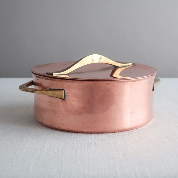 Vintage Dansk Copper Pot - Jens Quistgaard Covered Saucepan Medium 2 Qt Brass Handle- Mid Century... | Etsy (US)