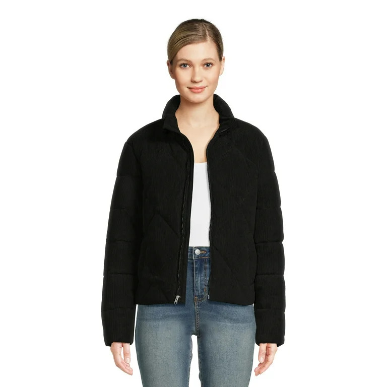 Time and Tru Women's Short Corduroy Puffer Jacket, Sizes XS-3X | Walmart (US)