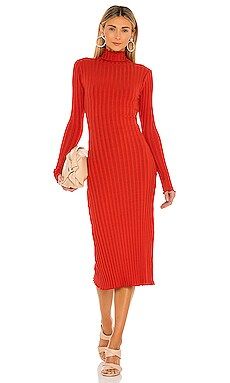 Lovers and Friends Mock Neck Midi Dress in Spice Red from Revolve.com | Revolve Clothing (Global)