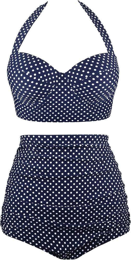 Angerella Women Vintage Polka Dot High Waisted Bathing Suits Bikini Set | Amazon (US)
