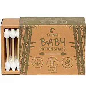 Baby Cotton Swabs 220 Count | Biodegradable & Organic Wooden Cotton Buds | Double Tipped Safety E... | Amazon (US)