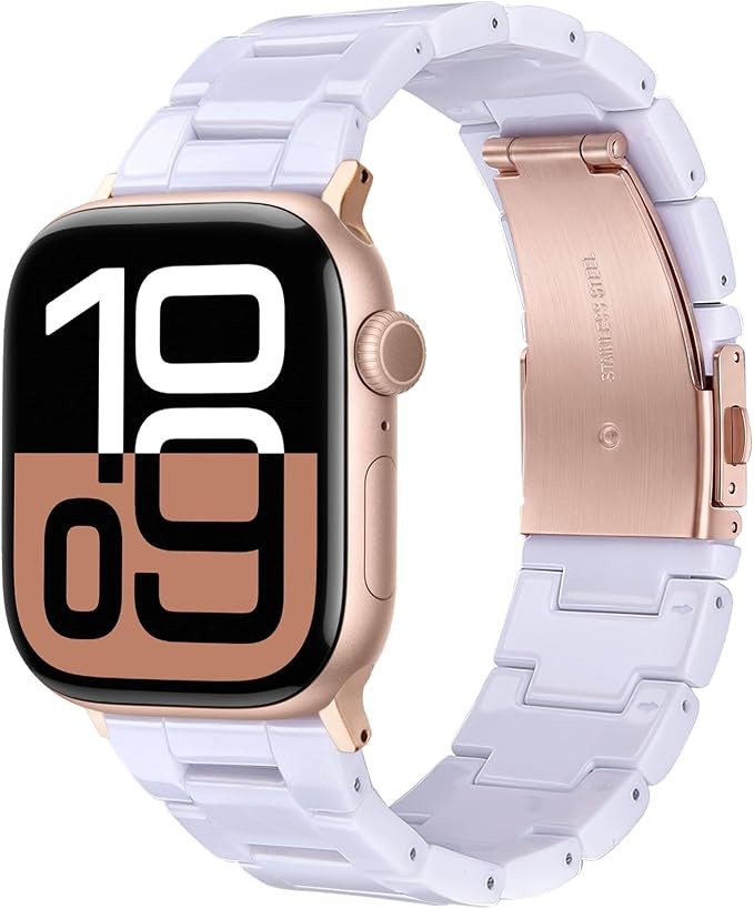 V-MORO Resin Band Compatible with Apple Watch Bands Series 11/10/9/8/7 41mm 42mm 40mm 38mm Fashio... | Amazon (US)
