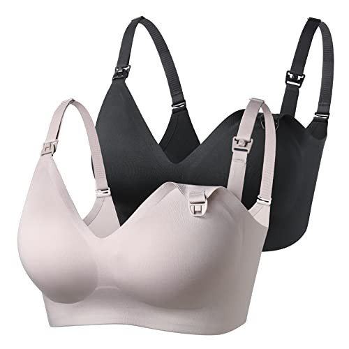 Momcozy Seamless Nursing Bra for Women 2 Pack Comfort Smooth Breastfeeding Maternity Bralette Wireless Pregnancy Bra | Amazon (US)