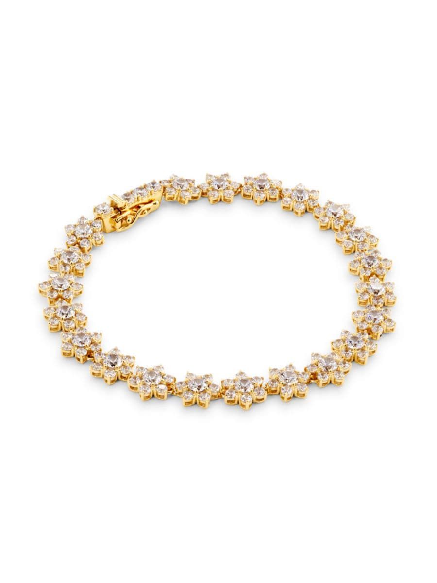 Dahlia Floral 18K Gold-Plated & Cubic Zirconia Line Bracelet | Saks Fifth Avenue