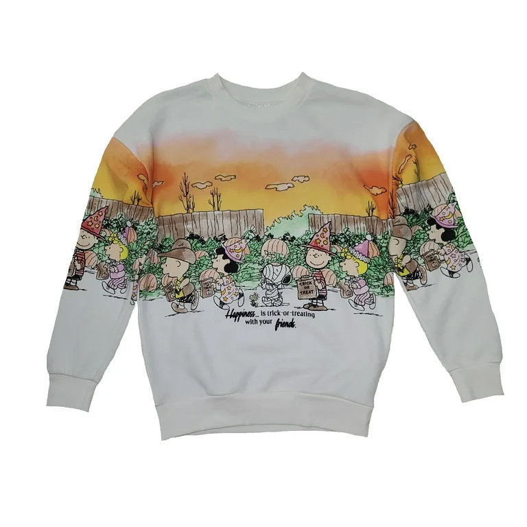 Women's Halloween Peanuts Snoopy Winter White Sweatshirt - Small | Walmart (US)