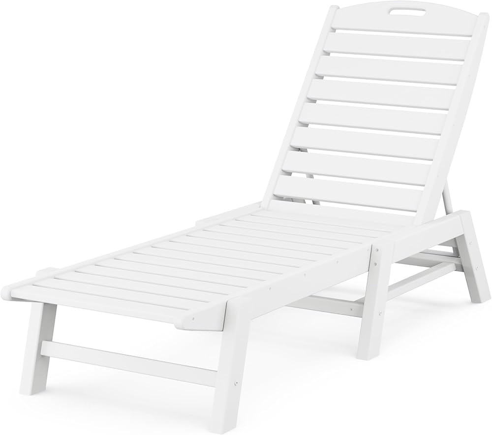 POLYWOOD NAC2280WH Nautical Patio Chaise, White | Amazon (US)