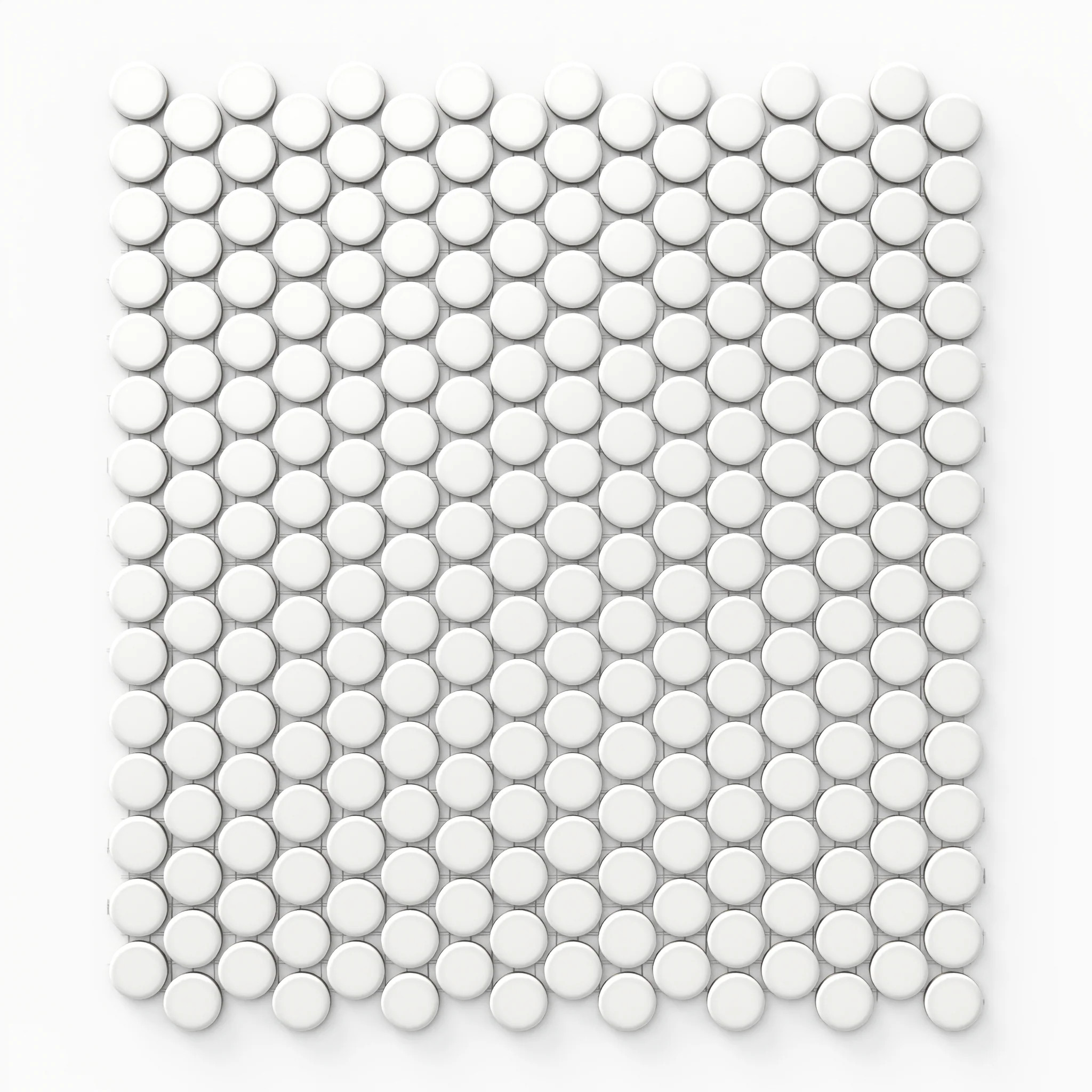 Ollie 3/4x3/4 Matte Porcelain Mosaic Penny Round Tile in White | Edward Martin