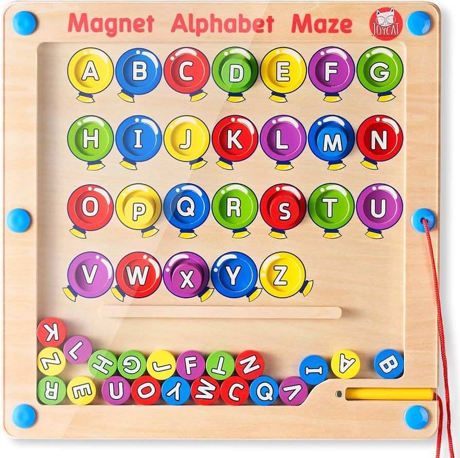 Amazon.com: JoyCat Magnetic Alphabet Maze Board, Learning Toys & Color Sorting Toys Alphabet Colo... | Amazon (US)