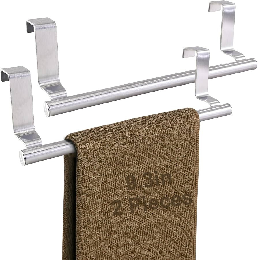 Mziart Kitchen Towel Holder, 2 Pack Over The Door Towel Rack, Over Cabinet Door Towel Bar Stainle... | Amazon (US)