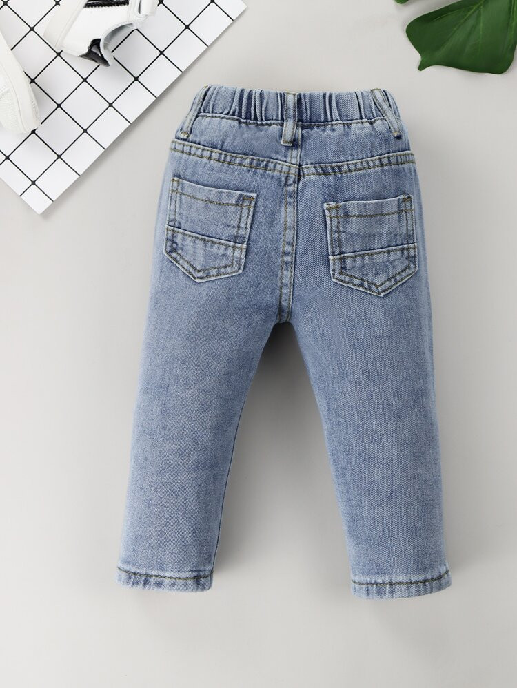 Baby Elastic Waist Ripped Frayed Jeans | SHEIN