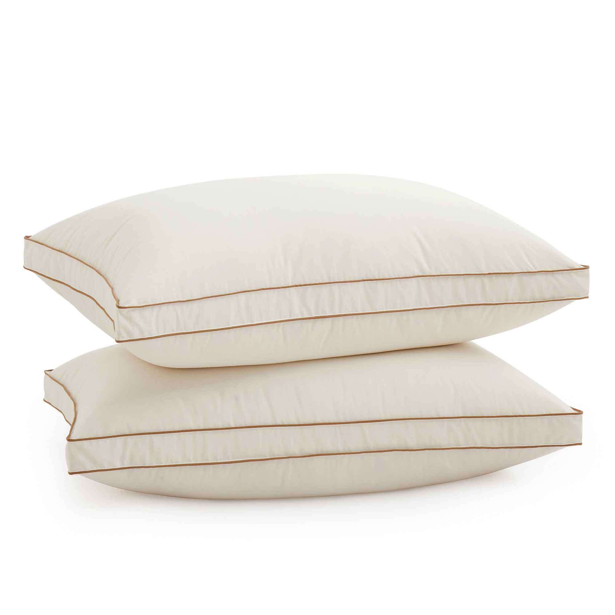 2 Pack Organic Cotton Down Feather Pillows for Back and Side Sleepers, Pillow-in-a-pillow design,... | Puredown.Inc