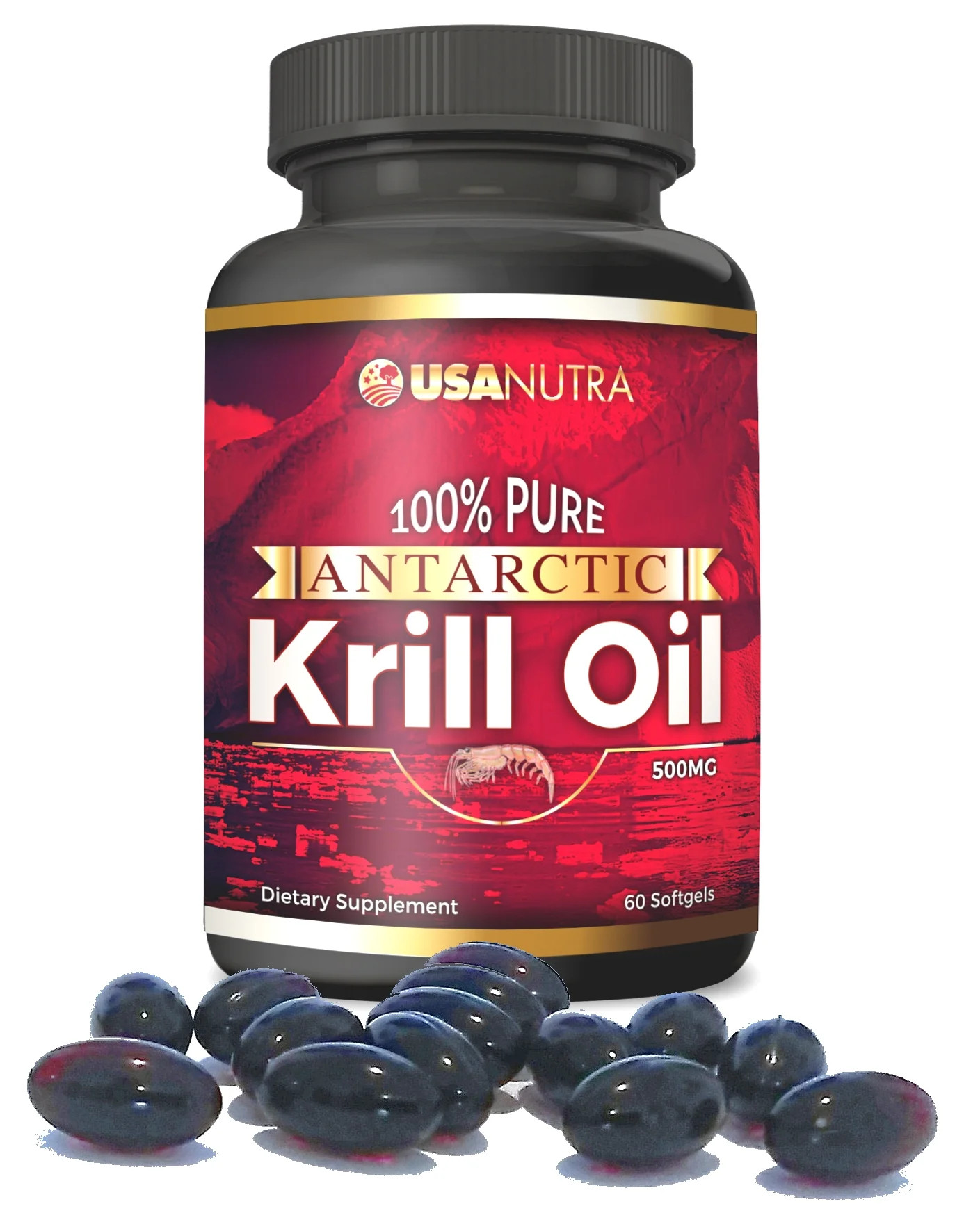Antarctic Krill Oil 100% Pure with Omega-3 EPA DHA Astaxanthin 1000mg per day (2 Softgels). Made ... | Walmart (US)