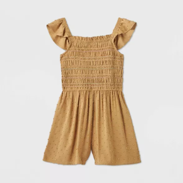 Girls' Smocked Bodice Romper - art class™ Tan | Target