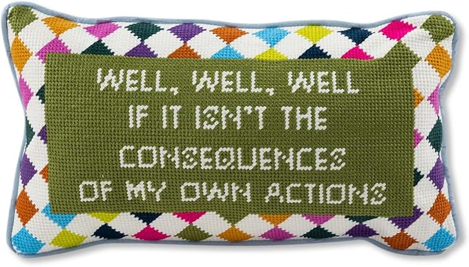 FURBISH Needlepoint Decorative Throw Pillow - Well Well Well - 8" x 14" - Small Embroidered Accen... | Amazon (US)