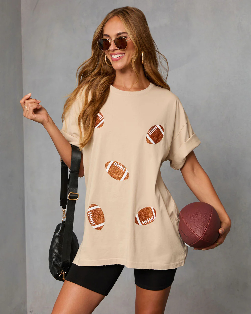 Stadium Shine Oversized Football Graphic Tee | VICI