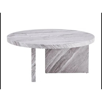 A white MDF material circular patterned coffee table, a 31.4-inch white center table WQLY322-W1151131600 | Wayfair Professional