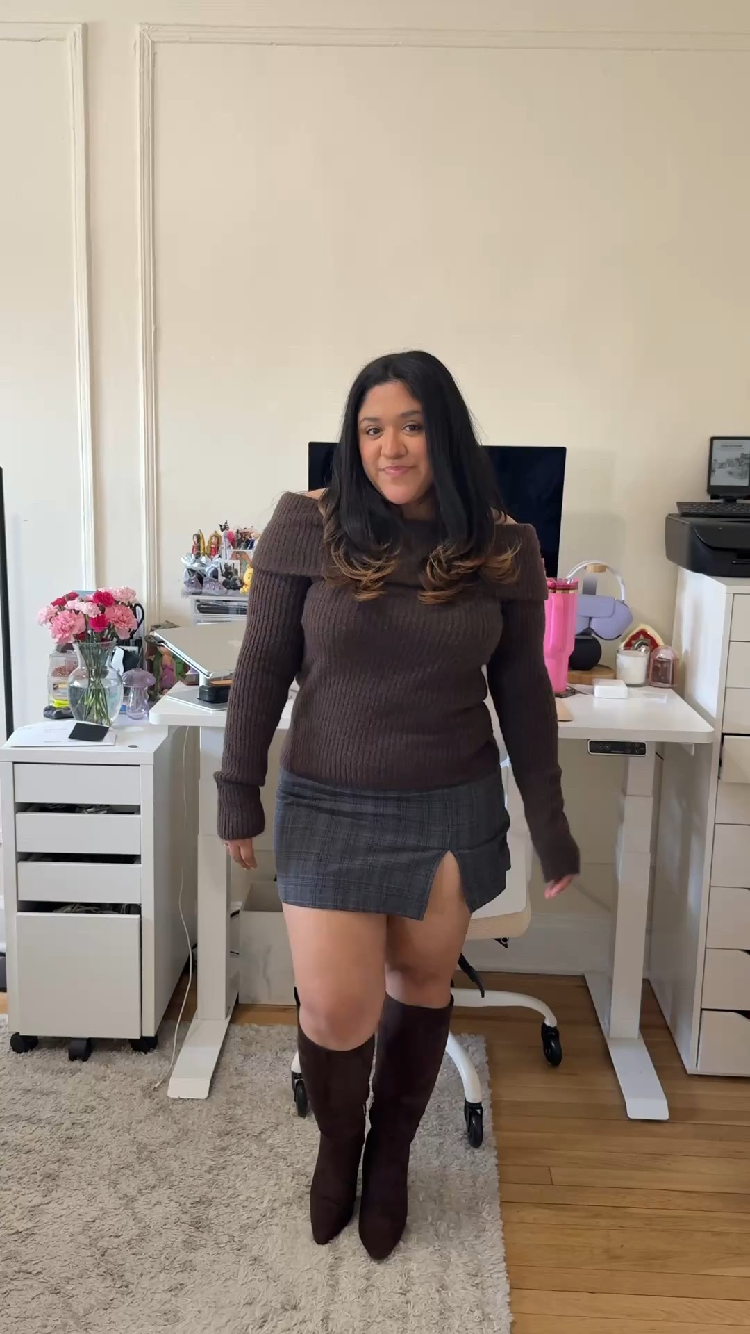 easy go-to fall outfit formula = cozy sweater + chic skirt + knee highs 🤎🍂✨

#LTKStyleTip #LTKMidsize #LTKPetite