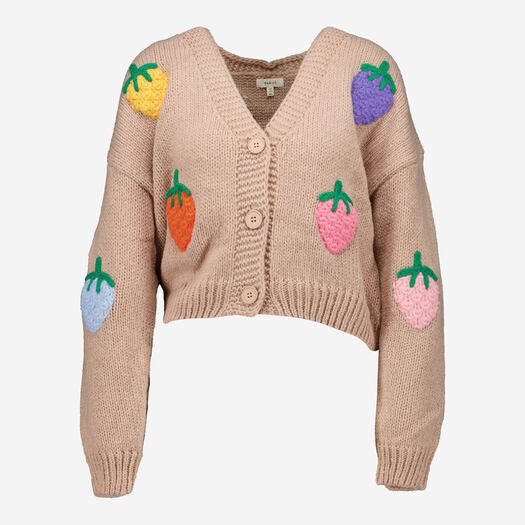 Pink Strawberry Knitted Cardigan | TK Maxx