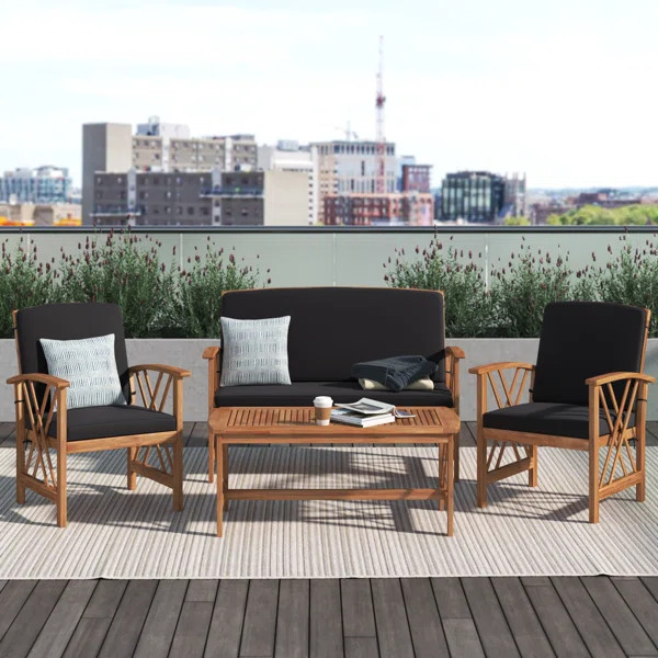 Calhoun 4 Piece Sofa Seating Group with Cushions | Wayfair North America