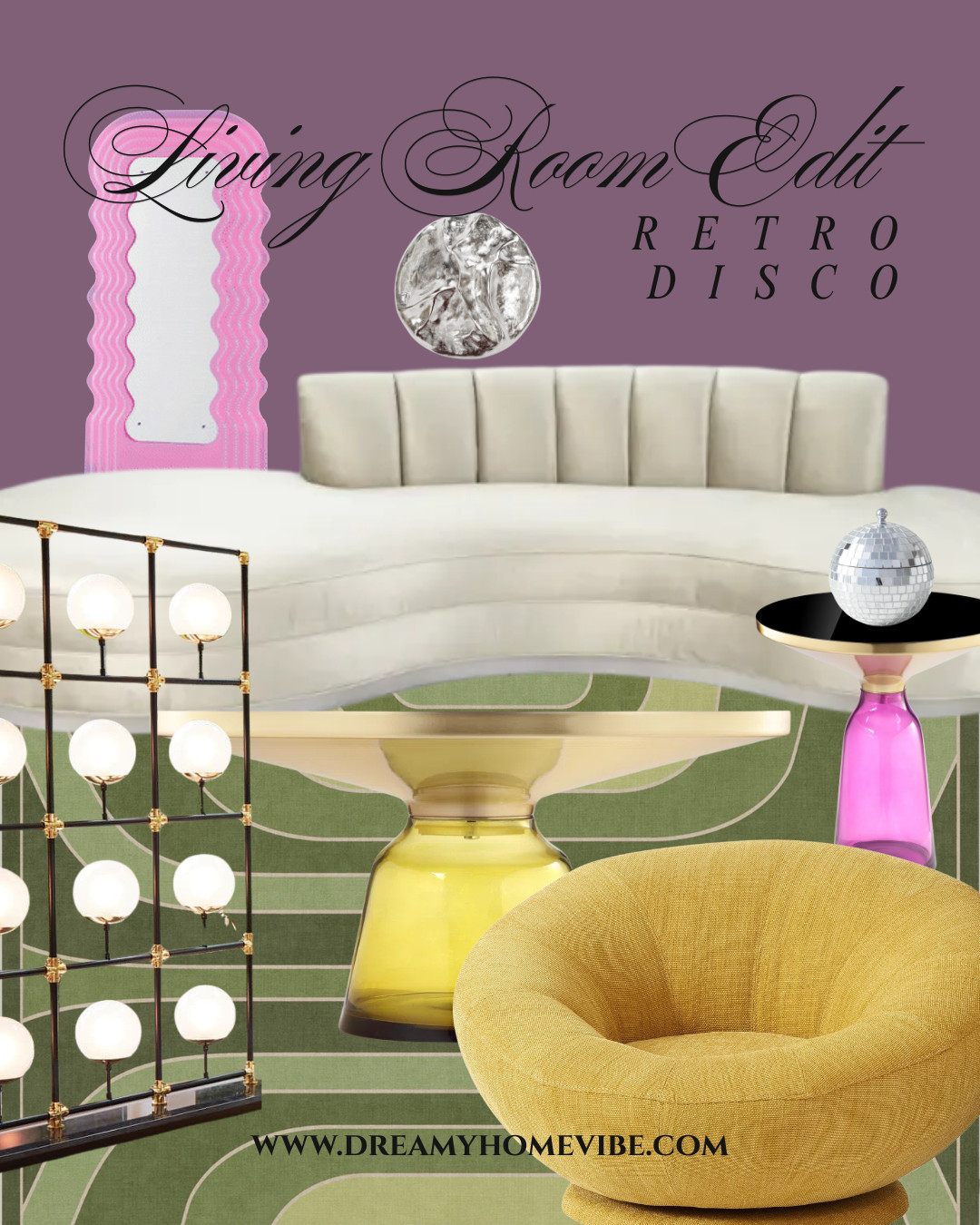 Retro Disco is all about expressive silhouettes, rich color, and standout design moments. This curated living room edit brings vintage inspiration into a bold, modern space. Shop the full edit to recreate the look.
#LTKHome #CuratedInteriors #RetroStyle 

 #LTKHome