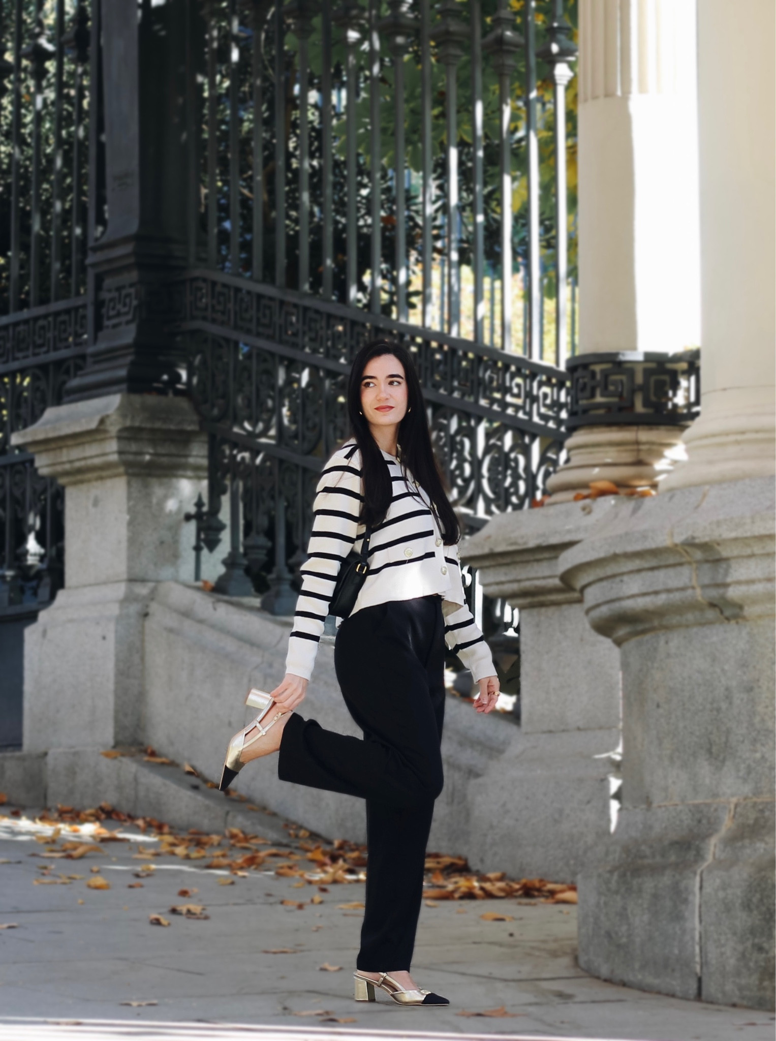 Look clasico con bailarinas de tacón y jersey de botones dorados #lookotoño #aw2324 #outfitclasico 

#LTKeurope #LTKHoliday #LTKSeasonal