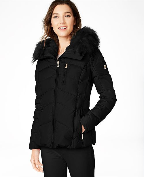 Faux-Fur-Trim Hooded Down Puffer Coat, Created For Macy's | Macys (US)
