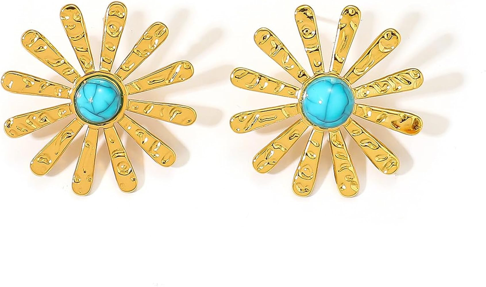 Gold Sun/Starburst Earring for Women Chunky Gold Statement Earings Western Boho Turquoise Jewelry... | Amazon (US)