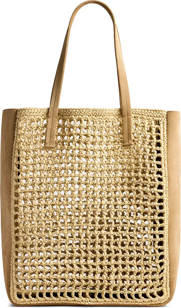 Small Zoe Woven Raffia & Suede Tote | Nordstrom